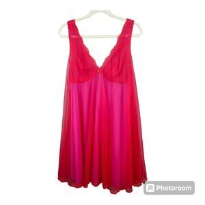 VTG Vanity Fair Chiffon Chemise 34 Sm Pink 1950s Baby Doll Nighty Coquette Fairy